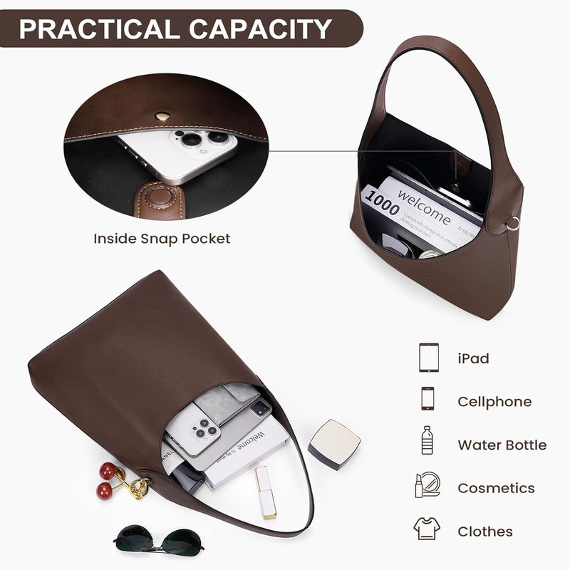 HICARRY Faux Suede Hobo Bags Vegan Leather Shoulder Bag Tote for Women Medium Slouchy Designer Handbags Purses Fall Fashion - Image 5